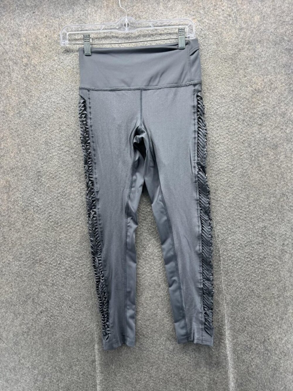 Free People Movement Leggings Women XS Gray High Rise Ruffle Ankle Yoga Pants